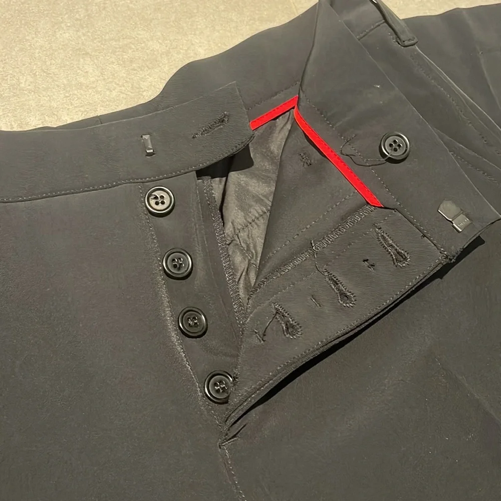 Prada men size 30 black pants button down polyester elastane straight leg button